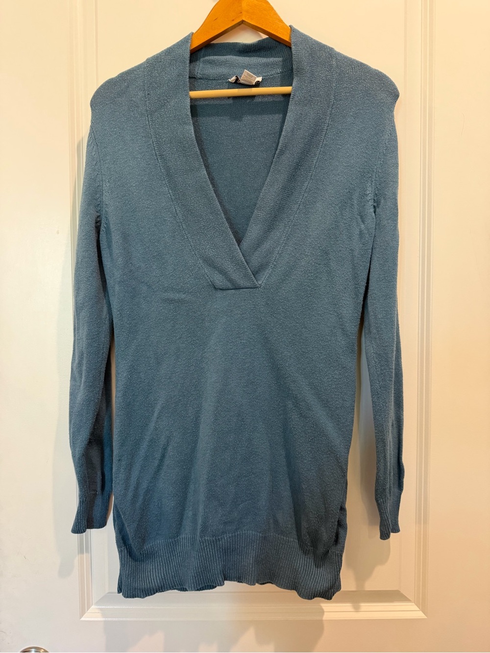LOFT Blue V Neck Tunic Sweater Long Sleeve Cotton Blend Women's‎ Small